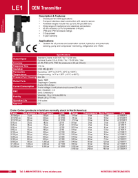Thumbnail of document Data Sheet - LE1 OEM Pressure Transmitter